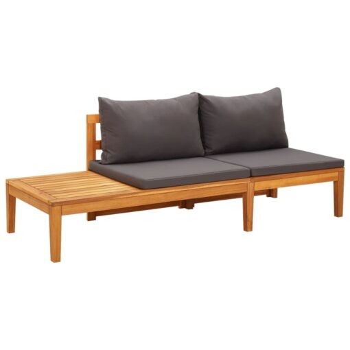 vidaXL Garden Bench with Table Dark Grey Cushions Solid Acacia Wood