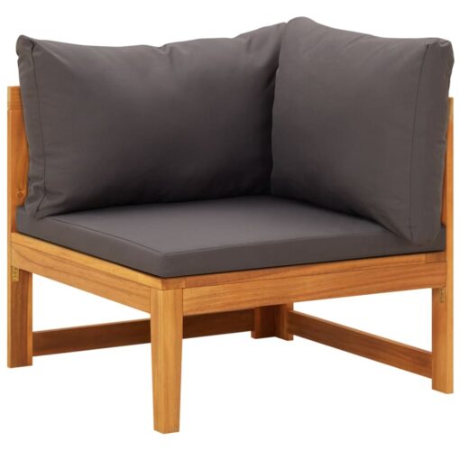 2 Piece Garden Lounge Set with Dark Grey Cushions Acacia Wood - Image 3