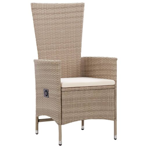 vidaXL 7 Piece Garden Dining Set Poly Rattan Beige - Image 2