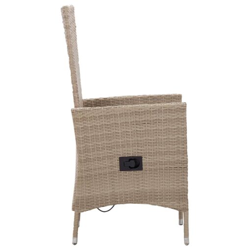 vidaXL 7 Piece Garden Dining Set Poly Rattan Beige - Image 4