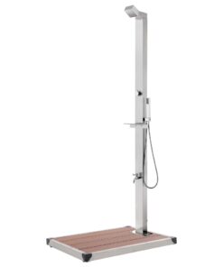 vidaXL Garden Shower with Brown Base 225 cm Stainless Steel