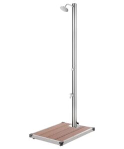 vidaXL Garden Shower with Brown Base 220 cm Stainless Steel