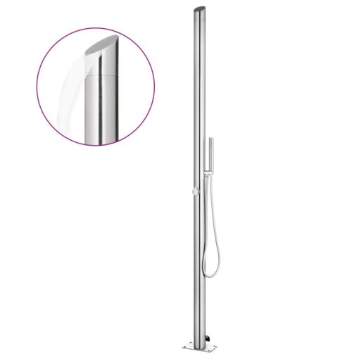 vidaXL Garden Shower with Brown Base 225 cm Stainless Steel - Image 2