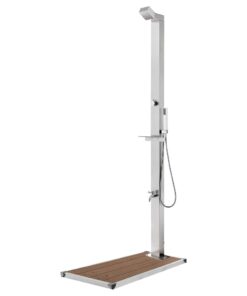 vidaXL Garden Shower with Brown Base 225 cm Stainless Steel