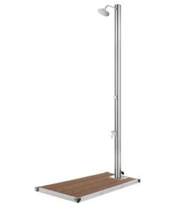 vidaXL Garden Shower with Brown Base 220 cm Stainless Steel