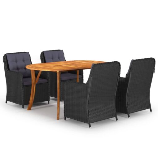 vidaXL 5 Piece Garden Dining Set Black