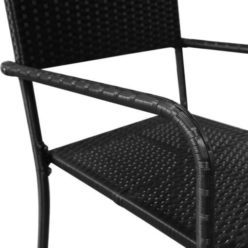 vidaXL 7 Piece Garden Dining Set Poly Rattan Black - Image 4