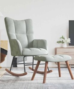 vidaXL Rocking Chair with a Stool Light Grey Velvet