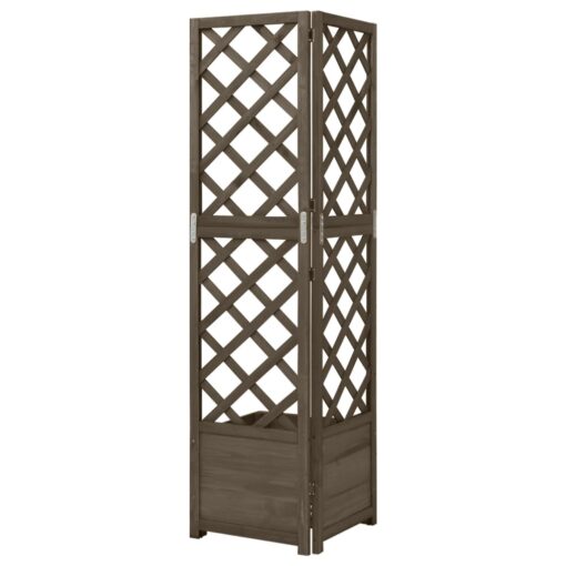 Corner Trellis Planter Grey 40x40x150 cm Solid Fir Wood - Image 2