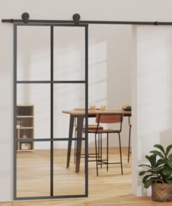 vidaXL Sliding Door ESG Glass and Aluminium 90x205 cm Black