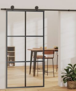 vidaXL Sliding Door ESG Glass and Aluminium 102x205 cm Black