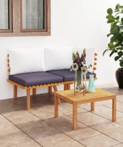 vidaXL 2 Piece Garden Lounge Set with Cushions Solid Acacia Wood