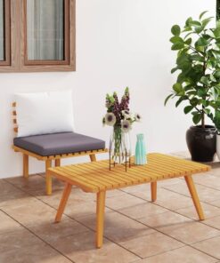 vidaXL 2 Piece Garden Lounge Set with Cushions Solid Acacia Wood