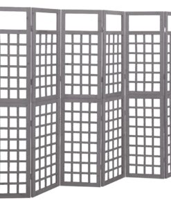 vidaXL 6-Panel Room Divider/Trellis Solid Fir Wood Grey 242.5x180 cm