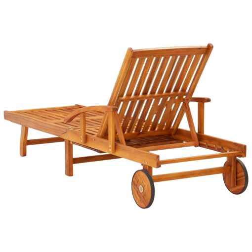 vidaXL Sun Loungers 2 pcs with Table and Cushions Solid Acacia Wood - Image 3