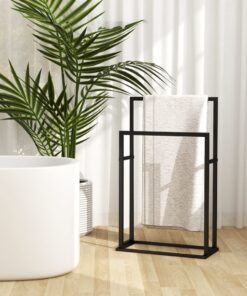 vidaXL Freestanding Towel Rack Black 48x24x78.5 cm Iron