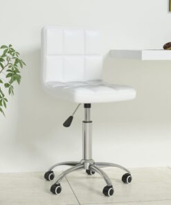 vidaXL Swivel Office Chair White Faux Leather