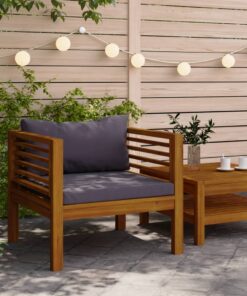 vidaXL Garden Chair with Dark Grey Cushions Solid Acacia Wood