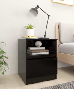 vidaXL Bed Cabinet Black 40x40x50 cm Engineered Wood