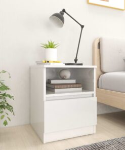 vidaXL Bed Cabinet High Gloss White 40x40x50 cm Engineered Wood