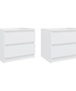 vidaXL Bed Cabinets 2 pcs White 50x39x43.5 cm Engineered Wood