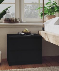 vidaXL Bed Cabinet Black 50x39x43.5 cm Engineered Wood