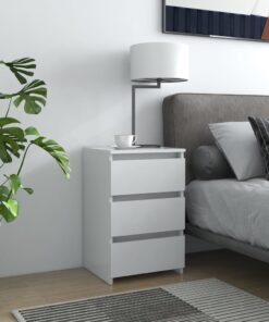 vidaXL Bed Cabinet White 40x35x62.5 cm Engineered Wood