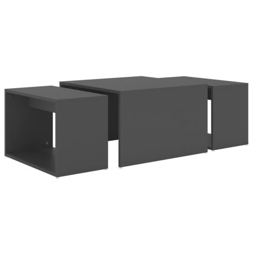  3 Piece Nesting Coffee Table Set Grey 60x60x38 cm Engineered Wood - Image 3
