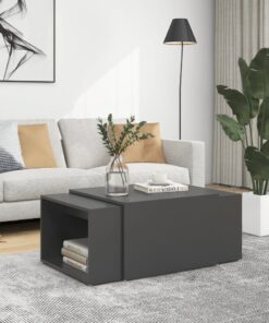 vidaXL 3 Piece Nesting Coffee Table Set Grey 60x60x38 cm Engineered Wood