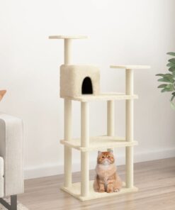 vidaXL Cat Tree with Sisal Scratching Posts Cream 118.5 cm