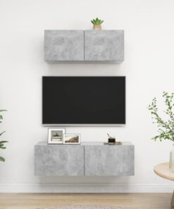vidaXL 2 Piece TV Cabinet Set Concrete Grey Engineered Wood