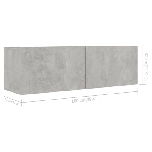 TV Cabinets 3 pcs Concrete Grey Engineered Wood - Image 3