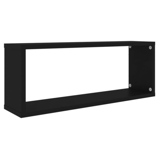 vidaXL Wall Cube Shelf 4 pcs Black 60x15x23 cm Engineered Wood - Image 2