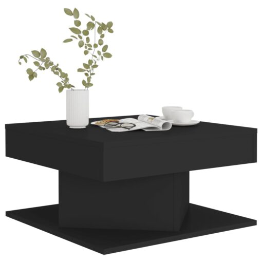 vidaXL Coffee Table Black 57x57x30 cm Engineered Wood - Image 2