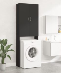 vidaXL Washing Machine Cabinet Black 64x25.5x190 cm