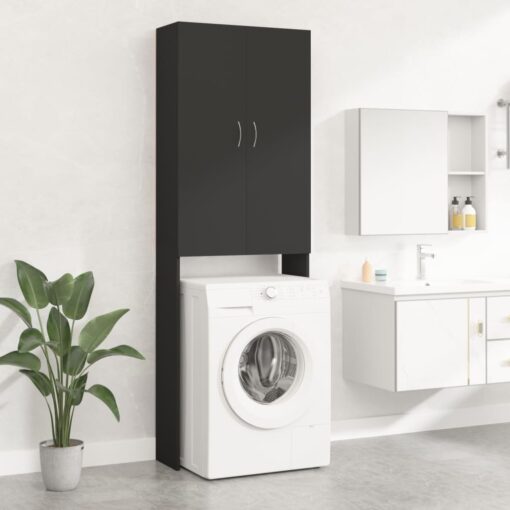 vidaXL Washing Machine Cabinet Black 64x25.5x190 cm