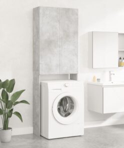 vidaXL Washing Machine Cabinet Concrete Grey 64x25.5x190 cm