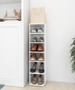 vidaXL Shoe Cabinet White 27.5x27x102 cm Engineered Wood