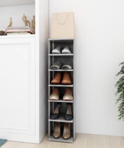 vidaXL Shoe Cabinet Concrete Grey 27.5x27x102 cm Engineered Wood