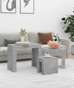 vidaXL Nesting Coffee Tables 3 pcs Concrete Grey Engineered Wood