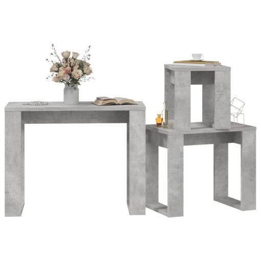 vidaXL Nesting Tables 3 pcs Concrete Grey Engineered Wood - Image 2