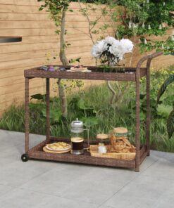 vidaXL Bar Cart Brown 100x45x83 cm Poly Rattan