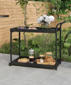 vidaXL Bar Cart Black 100x45x83 cm Poly Rattan