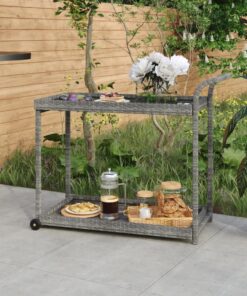 vidaXL Bar Cart Grey 100x45x83 cm Poly Rattan