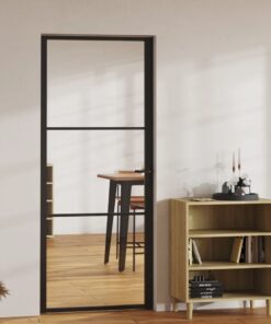 vidaXL Interior Door ESG Glass and Aluminium 83x201.5 cm Black