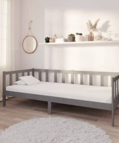 vidaXL Day Bed without Mattress Grey Solid Wood Pine 90x200cm