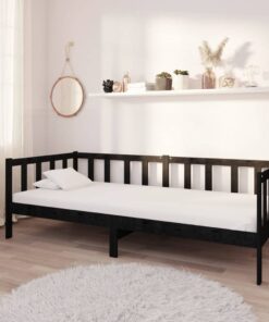 vidaXL Day Bed without Mattress Black Solid Wood Pine 90x200cm