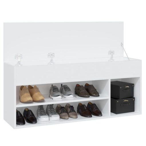vidaXL Shoe Bench White 105x30x45 cm Engineered Wood - Image 2