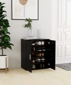 vidaXL Shoe Cabinet Black 60x35x70 cm Engineered Wood