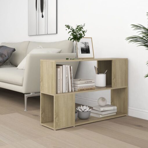 vidaXL Book Cabinet Sonoma Oak 100x24x63 cm Engineered Wood - Image 4